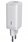 Ładowarka sieciowa GaN iBOX C-65 USB-C PD65W, kabel USB-C, White