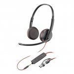 Słuchawki z mikrofonem Poly Blackwire 3225 Stereo USB-C + 3,5mm jack + adapter USB-C/A czarne