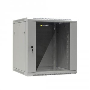 Szafa wisząca 19&quot; Netrack, 12U/600x600mm - szary, drzwi szklane, otwierane boki