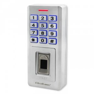 Zamek szyfrowy Qoltec OBERON z czytnikiem linii papilarnych | RFID | kod | karta | brelok | dzwonek | IP68 | EM