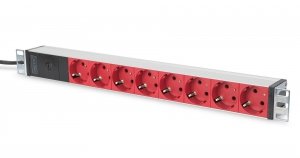 Listwa zasilająca DIGITUS PDU 19&quot; RACK 8xSchuko kabel 2m 1xC14 16A wł./wył. zabezpieczenie aluminiowa