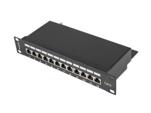 Patch panel Lanberg PPF6-9012-B 12 port 1U 10&quot; kat.6 ekranowany czarny