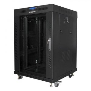 Szafa instalacyjna Rack stojąca 19&quot; 15U 800x1000 Drzwi Szklane czarna Lanberg (flat pack) LCD