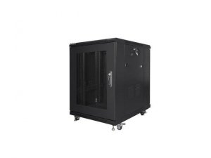 Szafa instalacyjna Rack stojąca 19&quot; 15U 600x800 czarna drzwi perforowane Lanberg (flat pack)