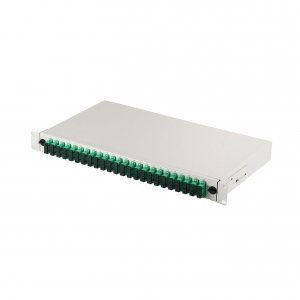 Przełącznica światłowodowa/Panel krosowy DIGITUS z wyposażeniem 19'' 1U, 24x SC APC dx, OS2, pigtaile, adaptery, tacki, wysuwany, szary
