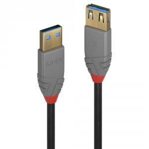 Przedłużacz USB 3.1 LINDY Gen1  Extension A/A, Anthra 0,5m Black