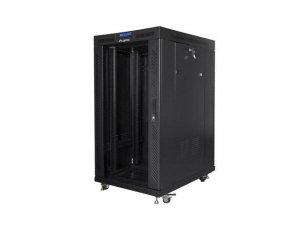 Szafa instalacyjna Rack stojąca 19&quot; 22U 800x1000 czarna drzwi szklane LCD Lanberg (flat pack) V2
