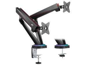 Uchwyt biurkowy na 2 monitory NanoRS RS887 gamingowy, 17-32&quot; 2x 8kg (max 16kg) vesa 75x75 i 100x100