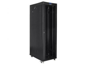 Szafa instalacyjna Rack stojąca 19&quot; 42U 600x1200 czarna drzwi szklane LCD Lanbeg (flat pack)