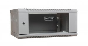 Szafa wisząca jednosekcyjna DIGITUS 19&quot; 4U 279/600/450mm drzwi szklane szara (RAL 7035) niezmontowana