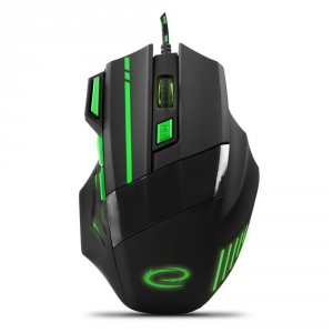 OUTLET: Mysz przewodowa Esperanza MX201 Wolf optyczna Gaming 7D USB czarno-zielona - OTW OPAK