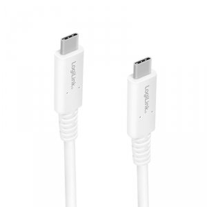 Kabel USB 4 Gen3x2 LogiLink CU0180  USB-C - USB-C, M/M, biały, 0,8m