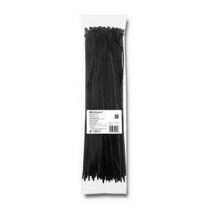 Opaska zaciskowa Qoltec | 4.8*400 | 100szt | nylon UV | Czarna