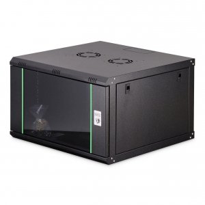 Szafa sieciowa wisząca jednosekcyjna DIGITUS Dynamic 19" 7U, 600x600, drzwi szyba, czarny, niezmontowana, 60kg