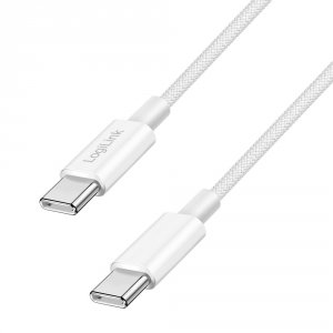 Kabel USB 2.0 LogiLink CU0340 USB-C - USB-C, M/M, 480 Mb/s, 60 W, biały, 0,5m
