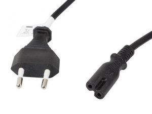 Kabel zasilający Lanberg CEE 7/16 -&gt; IEC 320 C7 EURO (radiowy) 3m VDE czarny
