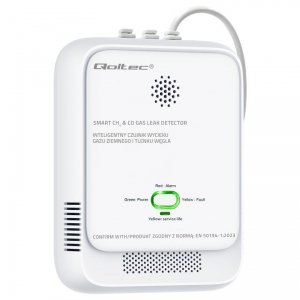 Czujnik wycieku gazu ziemnego i tlenku węgla Qoltec | alarm 85dB | LED