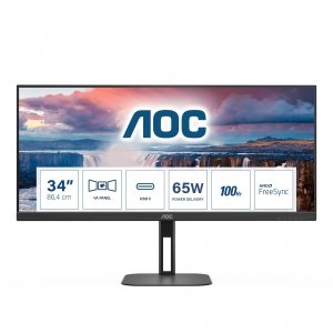 OUTLET: Monitor AOC 34" U34V5C/BK HDMI DP USB-C USB 3.1 x4 głośniki - USZ OPAK