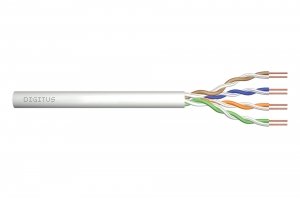 Kabel teleinformatyczny instalacyjny DIGITUS kat.5e, U/UTP, Eca, drut, AWG 24/1, PVC, 100m, szary