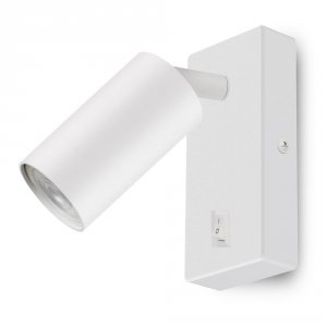 Kinkiet / lampa ścienna Maclean MCE369 W, punktowa, okrągła, GU10, z włącznikiem 55x100mm, biała