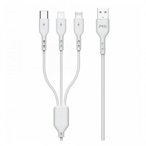 Kabel MS M-ACML1100W 3in1 USB-AM - USB-C/Micro/LIGHT 1.0m Biały