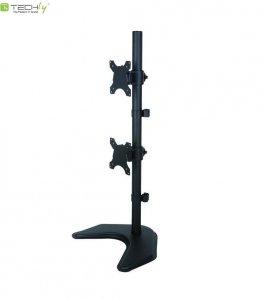 Uchwyt biurkowy LCD/LED Techly 13&quot;-27&quot; 20kg, 2 monitory, pion, czarny
