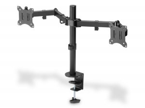 Uchwyt biurkowy podwójny (zacisk) DIGITUS 2xLCD max. 32&quot;max. 2x 8kg uchyl.-obrot quick-release