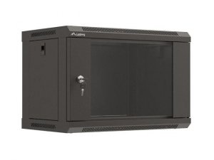 Szafa instalacyjna Rack wisząca 19&quot; 6U 540x350 czarna Drzwi przeszklone Lanberg (flat pack)