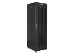 Szafa instalacyjna Rack stojąca 19&quot; 42U 600x800 czarna drzwi perforowane LCD Lanberg (flat pack)