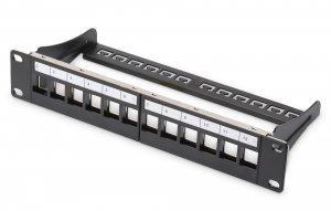 Patch panel pusty DIGITUS 10&quot; 12 port 1U do modułów keystone (RAL 9005)