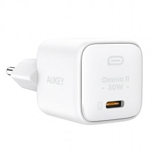 Ładowarka sieciowa Aukey PA-B1L GaN, USB-C, PD 30W biała