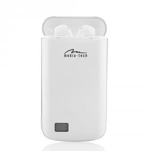 Słuchawki z mikrofonem Media-Tech R-PHONES POWER MT3598 Bluetooth z Powerbankiem białe