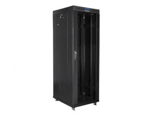 Szafa instalacyjna Rack stojąca 19&quot; 37U 600x800 czarna drzwi szklane LCD Lanberg (flat pack)