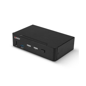 Przełącznik KVM LINDY 2-portowy DisplayPort, USB 3.0 &amp; Audio Black