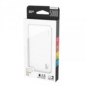 Powerbank Silicon Power S50 5000mAh 2xUSB LED biały