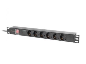 Listwa zasilająca Lanberg Rack PDU 19&quot;1U 16A 6x 230V Schuko 2m Czarna