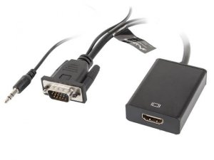 Kabel adapter Lanberg VGA (M) + Audio -&gt; HDMI (F) czarny