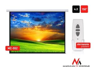 Ekran projekcyjny elektryczny Maclean MC-552 150&quot; 300x220 4:3 ściana lub sufit