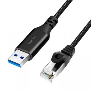 OUTLET: Kabel adapter LogiLink CU0406 Ethernet USB 3.0, A/M do RJ45/M, aktywny, 10 m - OTW OPAK