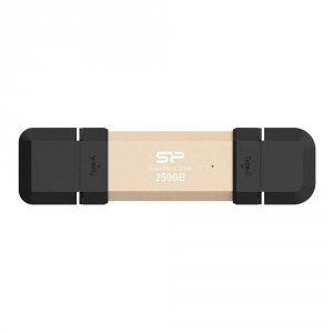 Dysk zewnętrzny SSD Silicon Power DS72 250GB USB-A USB-C (1050/850 MB/s) złoty