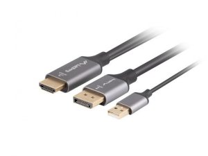 Kabel adapter Lanberg HDMI (M) -&gt; Displayport (M) 1,8M 4K czarny