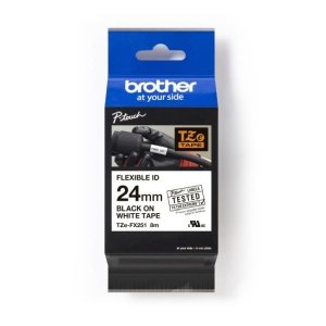 Taśma Brother TZe-FX251 24mm x 8m (TZEFX251) - biała, czarny nadruk