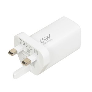 Ładowarka sieciowa GaN iBOX C-65 PD65W, USB-C, kabel USB-C wtyczka UK White
