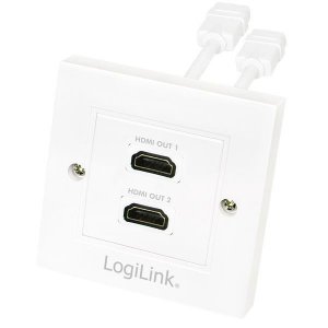 OUTLET: Gniazdo natynkowe 2x HDMI AH0015 LogiLink białe - OTW OPAK