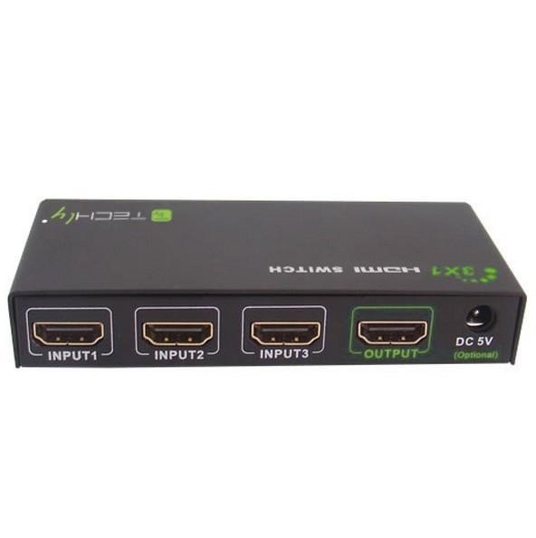 Przełącznik Techly HDMI 3/1 z pilotem, 4K2K UHD 3D, czarny