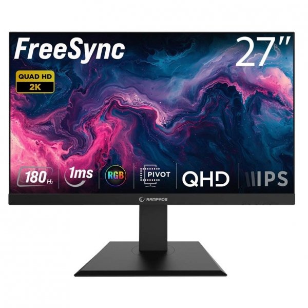 Monitor Rampage 27'' Miracle MC27RQ180 Fast IPS QHD 2K 180Hz 2xHDMI 2xDP głośniki 1ms gamingowy