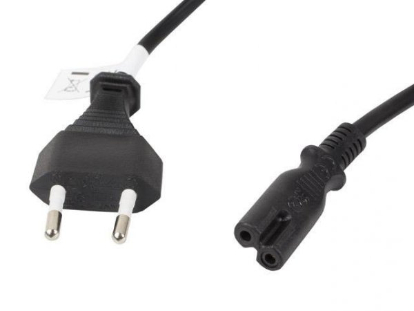 Kabel zasilający Lanberg CEE 7/16 -&amp;gt; IEC 320 C7 EURO (radiowy) 3m VDE czarny
