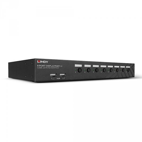 Przełącznik KVM LINDY 8-portowy DisplayPort 1.2 USB 2.0 Audio