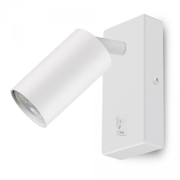Kinkiet / lampa ścienna Maclean MCE369 W, punktowa, okrągła, GU10, z włącznikiem 55x100mm, biała