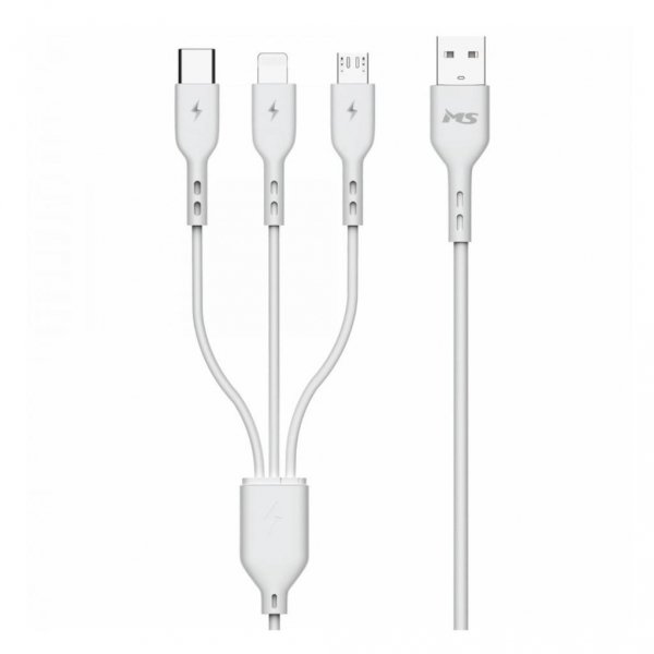 Kabel MS M-ACML1100W 3in1 USB-AM - USB-C/Micro/LIGHT 1.0m Biały